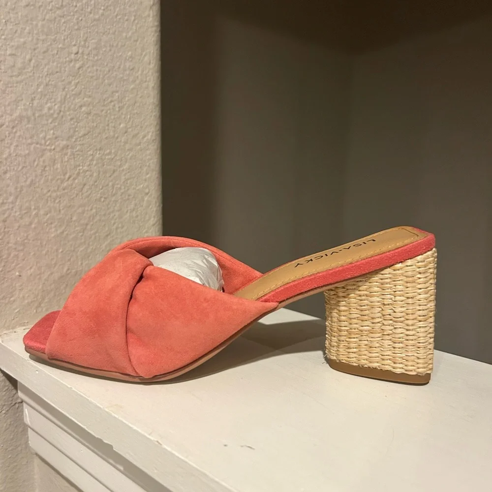 Lisa Vicky IMPRESS Platform Slide Sandals Women's 7 M Sunkissed Suede Block Heel - Picture 4 of 11